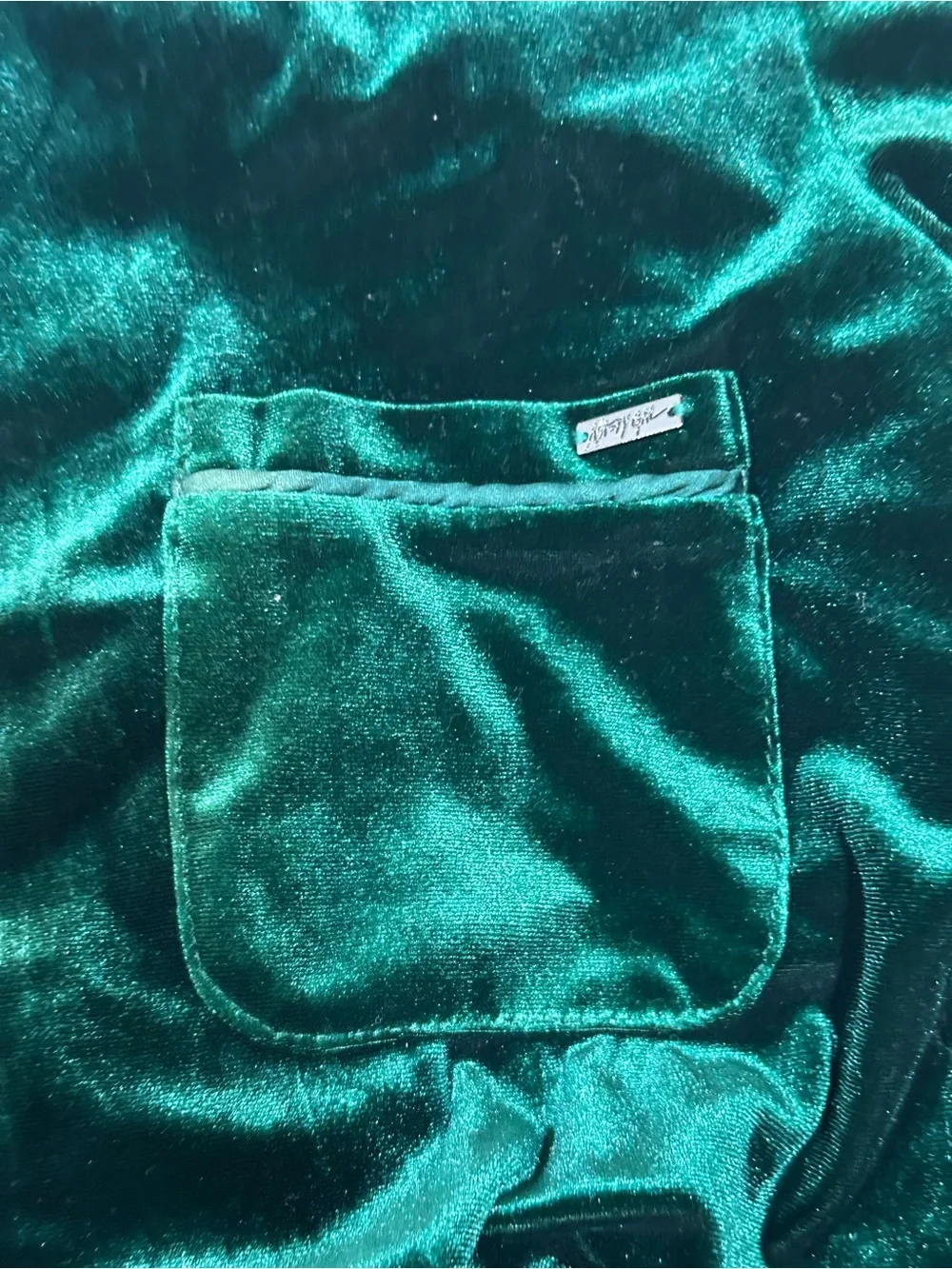 Nasty Gal 2Piece Emerald Green Velvet Feather-Trim Set